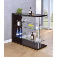 Coaster Furniture 100166 Rectangular 2-shelf Bar Unit Glossy Cappuccino